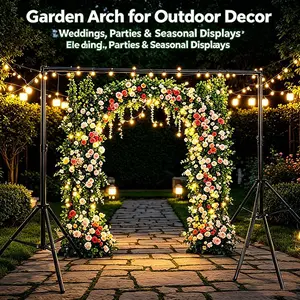 10ft x 7ft Adjustable Photo Backdrop Stand Kit with Carry Bag - Multi-Purpose Garden Arch Background Support Frame for Wedding Decor, Photo Shooting, Outdoor Hanging Bracket Use