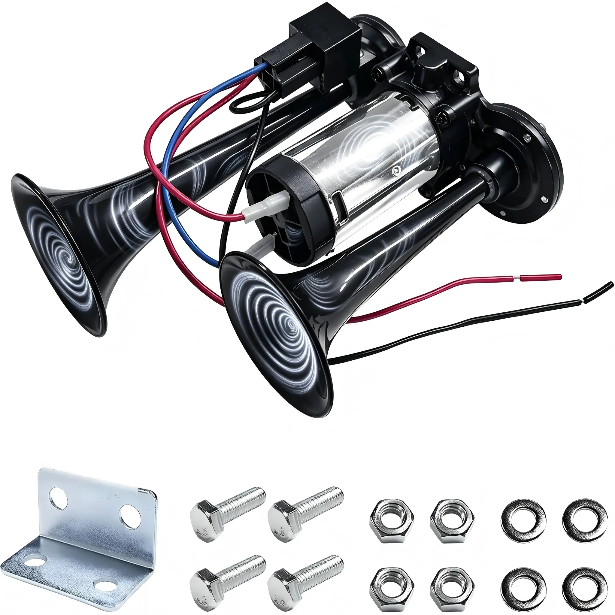 12V 120DB Air Horn Dual Horn with Compressor, Super Loud Electric Train Horn Kit for Cars, SUVs, Motorcycles, Tractors