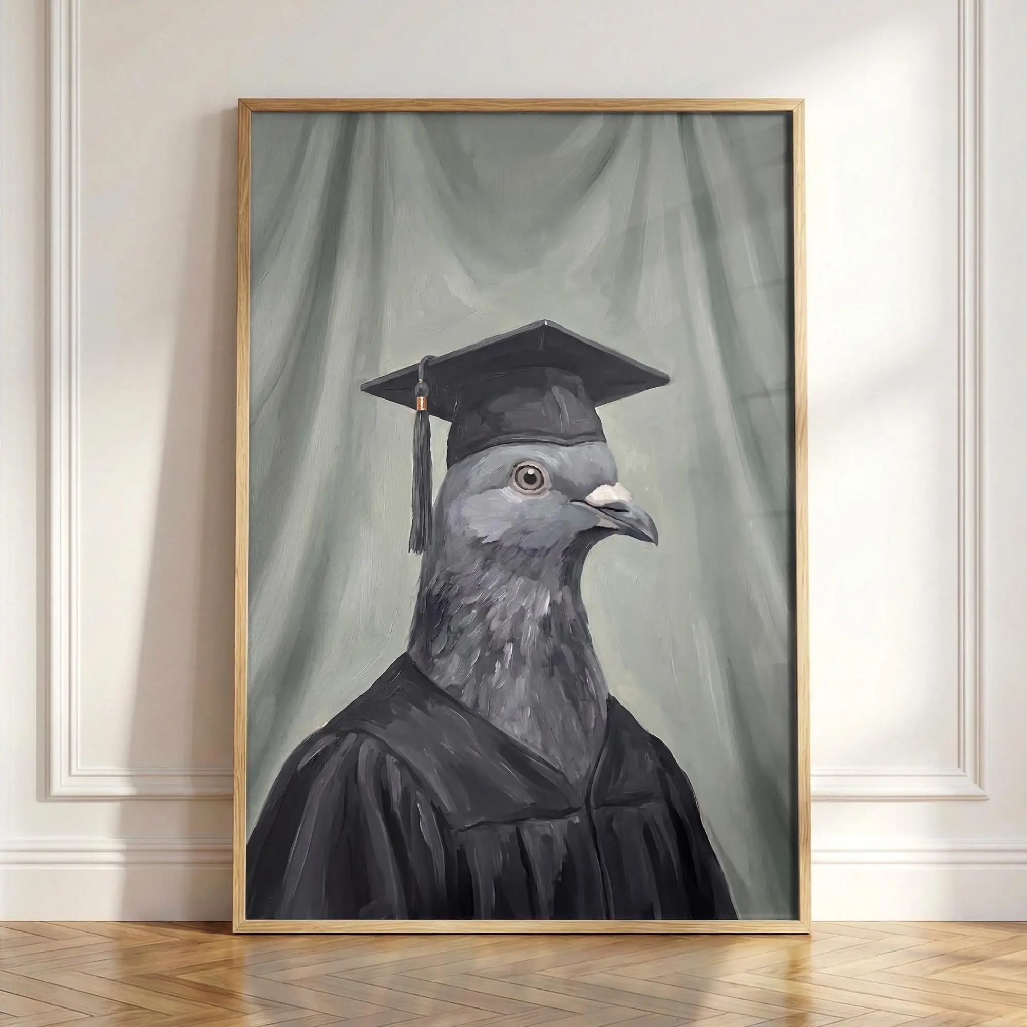 [SALE UP TO 40%] [Unframed] Graduation Pigeon Poster, Graduate Bird Wall Art, Unique Graduation Gift, College Grad Gift Idea, Academic Humor Print, Vintage Style Art