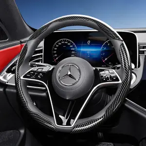 For Mercedes-Benz Segmented Carbon Fiber Steering Wheel Cover, Car Steering Wheel Insert Accessories, Non-Slip Grip 2-Piece/3-Piece Set Options Quick-Install Design All-Season Compatibility For GLC/GLE/C-Class/A-Class/E-Class/S-Class
