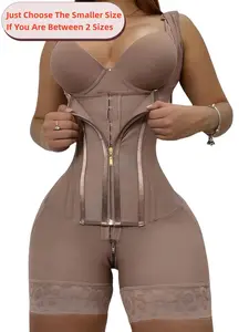 Luxe Curve Women's Solid Contrast Lace Adjustable Zipper Hook & Eye Closure Shapewear Bodysuit, Fit, Tummy Control Butt Lifting Shaper, High Stretch for Daily Wear, Fajas, Colombian Shapewear