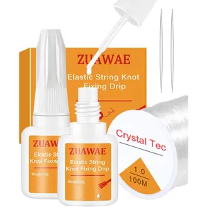 ZUAWAE Jewelry Glue for Elastic String, Bracelet Glues with 1mm Elastic String for Bracelets to Clay Beads Bracelet Making Kit, Jewelrys Fixing Kit, Jewelry Making Supplies