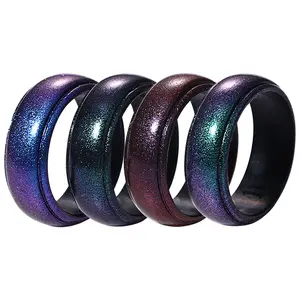 OIDEA Mens Silicone Wedding Rings, 8mm Breathable Sport Rubber Wedding Bands, Comfortable Silicone Rings for Men