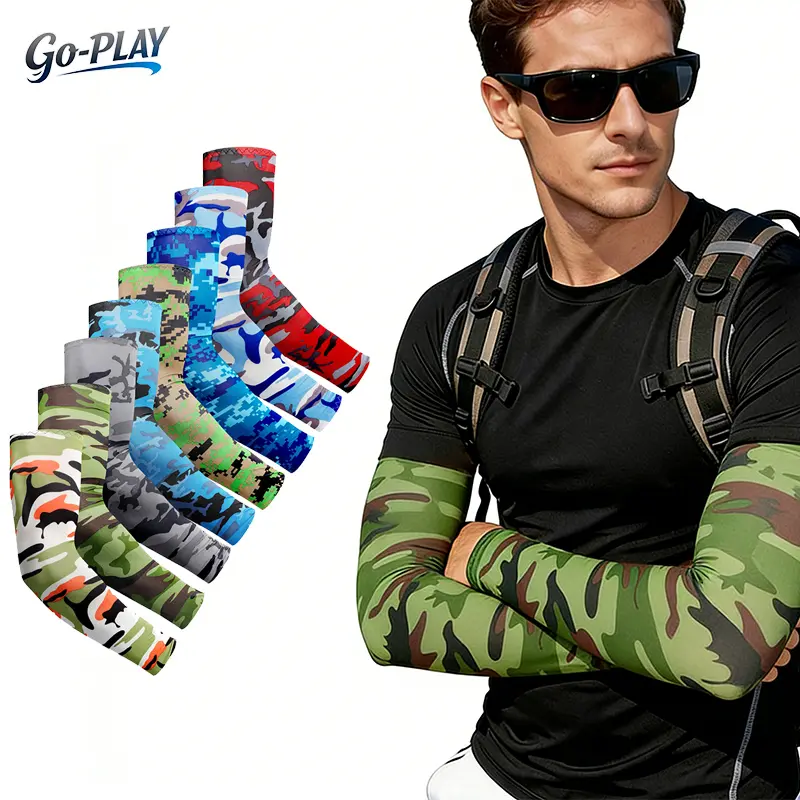 Adults' Regular Fit Camo Cooling UPF 50+ UV Protection Long Sleeve Arm Sleeves (4Pairs/8Pairs) - Comfortable Ice Silk Breathable Sun Guards for Runners, Cycling | SunSafeTok OutdoorTok Summer Sports Accessories