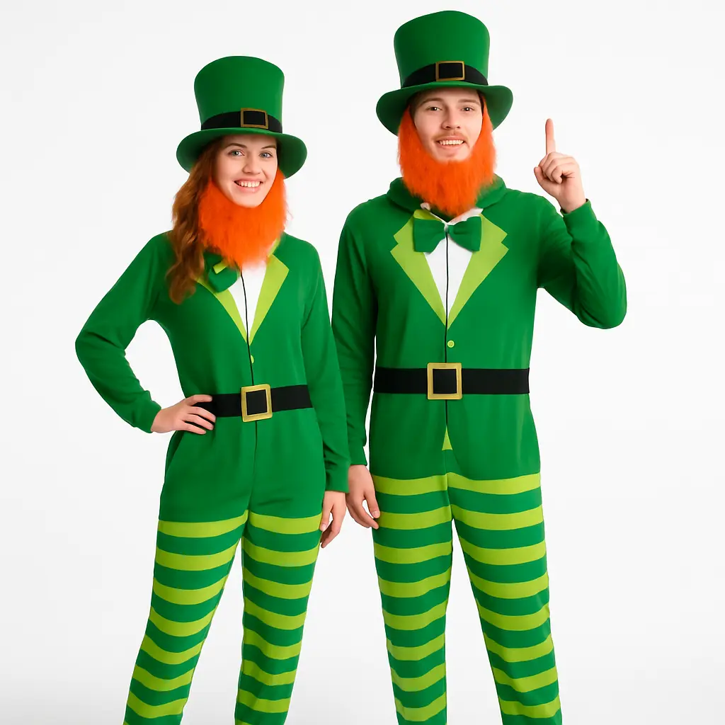 St. Patrick's Day Leprechaun Zipster Costume with Hat - S/M