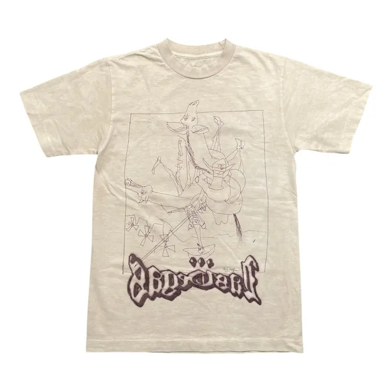 Travis Scott Cactus Jack x Ralph Steadman Sketch Short Sleeve Tee Shirt Tan