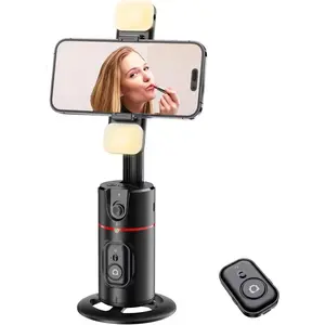 Auto   Phone Holder, Selfie Gimbal with Rechargeable & Detachable LED Fill Light & Detachable Controller