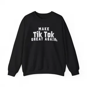 Make Tik Tok Great Again - Grey Wolf Graphic Crewneck Sweatshirt, Cozy Unisex Pullover, Perfect for Gamers, Casual Wear, Gift Idea for Friends
