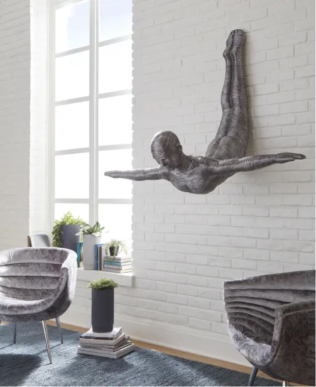 Diving Wall Sculpture, Aluminum, Large