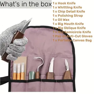 10PCS  Wood Carving Kit Wood Carving Tools Hand Carving Knife Set With Needle File Wood Spoon Carving Kit For Beginners