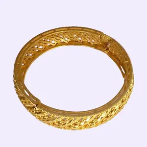 B29-Netted #3 Indian Bride TRENDY Style 24-Karat Gold Plated Bracelet - 2.5 Inch Diameter, Half Inch Width, 35.6 Gram Weight, Elegant Design for Special Occasions not water resistant