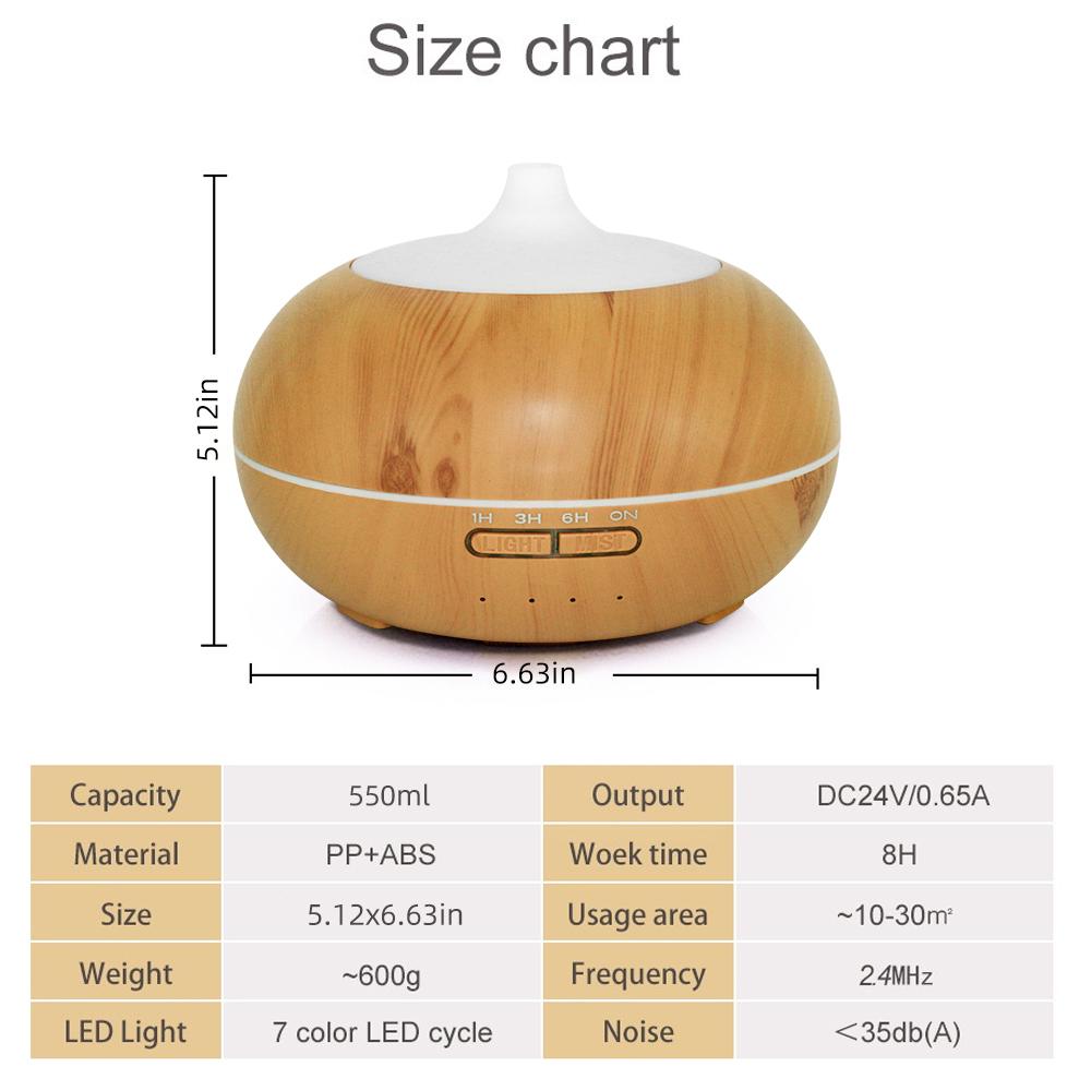 550ml Wood Grain Essential Oil Diffuser & Air Humidifier with Remote operation Control, Ultrasonic Aromatherapy Machine, 7 Color LED Light, Air Purifier, Includes 6 Oils Aromatherapy Diffuser with Lights Aroma plant Diffuser Aroma Diffuser CoolRelief 550ml Wood Grain Essential Oil Diffuser & Air Humidifier with Remote operation Control, Ultrasonic Aromatherapy Machine, 7 Color LED Light, Air Purifier, Includes 6 Oils Aromatherapy Diffuser with Lights Aroma plant Diffuser Aroma Diffuser CoolRelief
