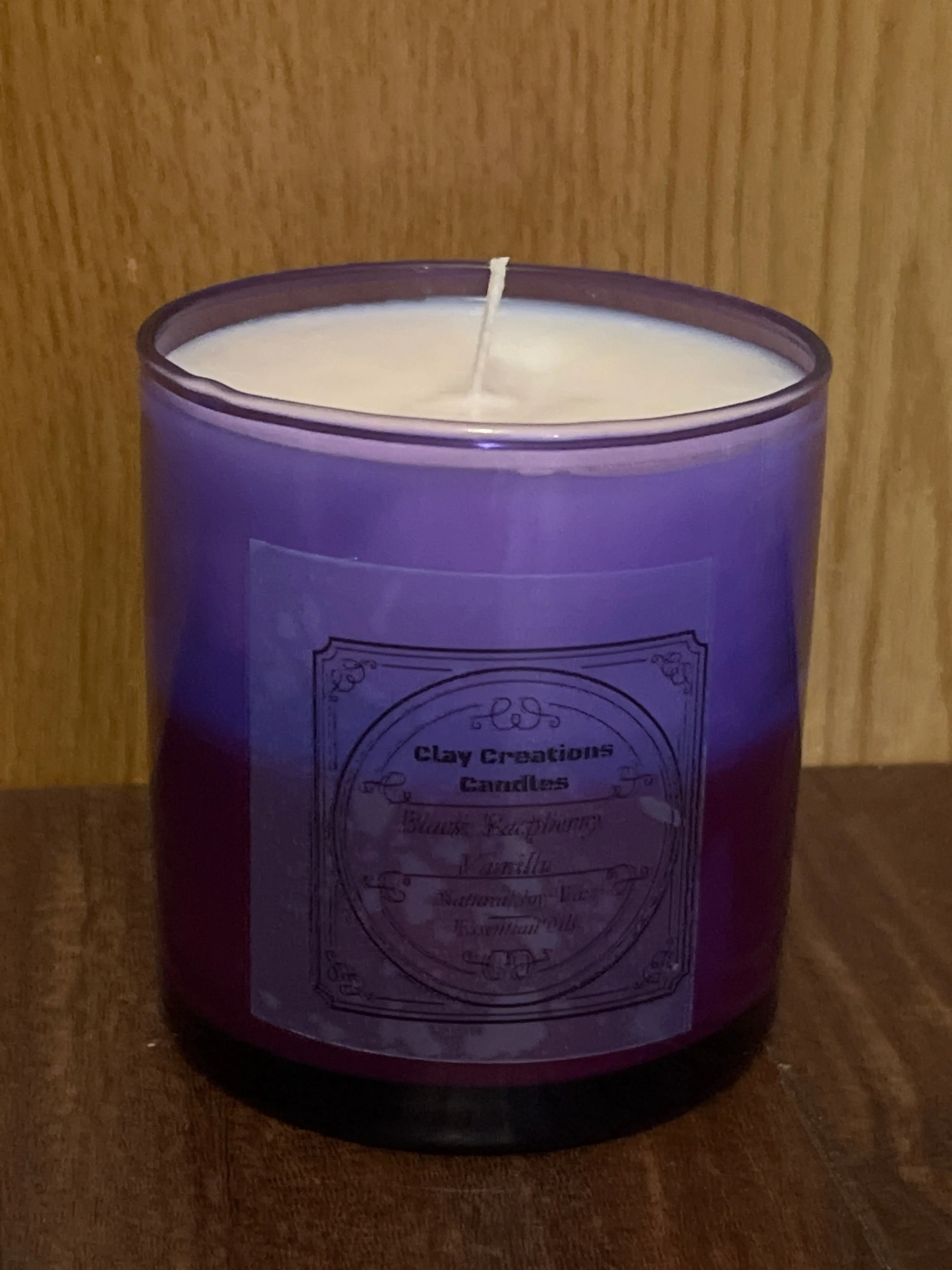 Black Raspberry Vanilla 8oz Soy Candle- Purple Jar