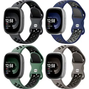 Maledan 4 Pack Sport Band Compatible With Fitbit Versa 3/4 and Sense/Sense 2 Smart Watch, Soft Wristband Replacement Accessories for Women and Men