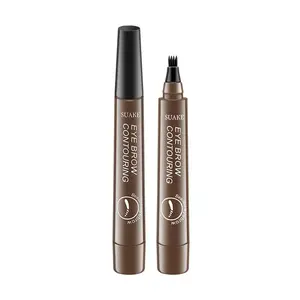 Waterproof Liquid Eyebrow Pencil with Four Forks Tip, Eyebrow Liquid Pencil, Brow Styling Brush, Sweat Proof High Pigmented Brow Shading and Filling Pencil