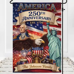 Custom Name America 250th Anniversary Garden Flag Custom Family Name Est 1776 Patriotic Decor Semiquincentennial USA Yard Sign July 4th Outdoor