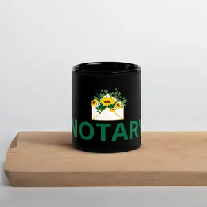 Black Glossy  Green Notary Mug