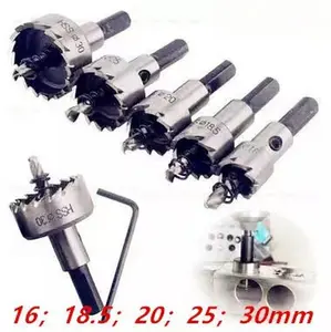Serrated hole opener aluminum plate iron plate punching hole opening natural color drill bit 16-30mm tool set hole  saw  bits High Precision Metal Hole Saw Kit