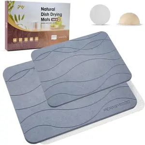 Stone Dish Drying Mat for Kitchen Counter, 2 Pack Large Stone Drying Mats (24"x16" + 16"x12"), Ultra Absorbent Diatomaceous Earth Kitchen Counter Drying Mat, Quick Dry, Non Slip
