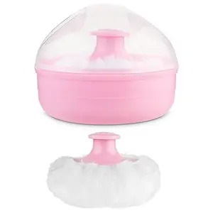 Baby Body Cosmetic Powder Puff Large Fluffy Soft Face Loose Powder Puff with Container Case for Baby Kid Adult Bath Travel (Pink)