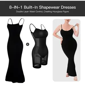 Soo slick Sleeveless shapewear dress l Bodycon Maxi dress with built in body shaper Adjustable strap Womenswear Underwear Lady Compression Minimalist Sexy Comfort Basic Basic