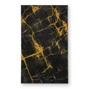 Begin Home Decor C1ROAR354QVXH1 3 x 5 ft. Black & Gold Marble Outdoor Rectangle Area Rug - Living Room Decor