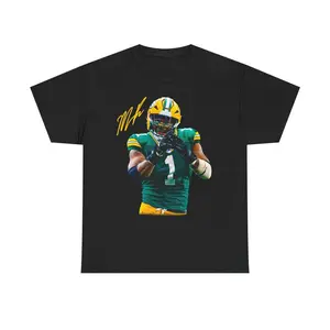 Micah Parsons Tee - Graphic Design Football Player Image on Black T-shirt