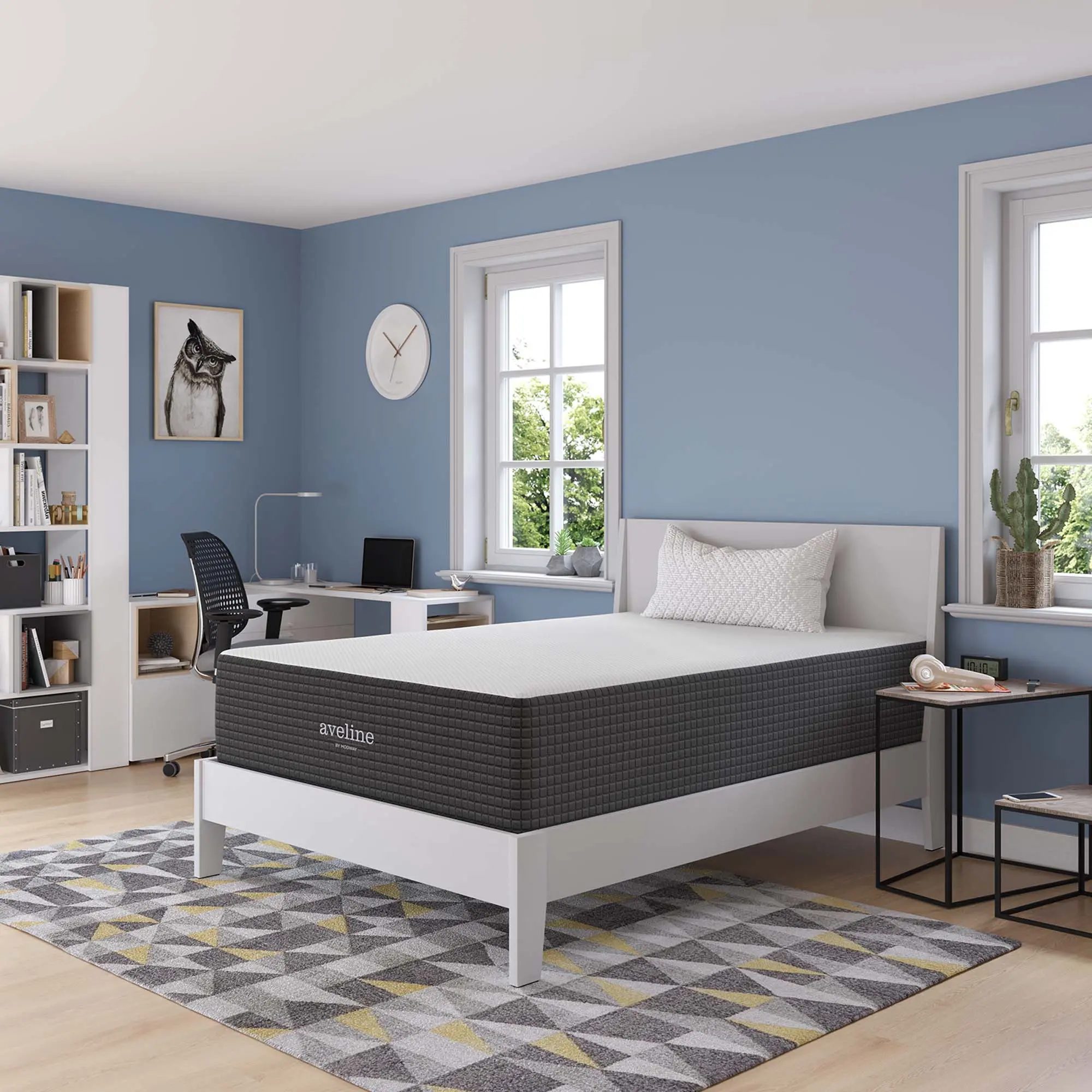 Aveline 14" Memory Foam Full Mattress, White Cooling Bedding for Bed Upgrade