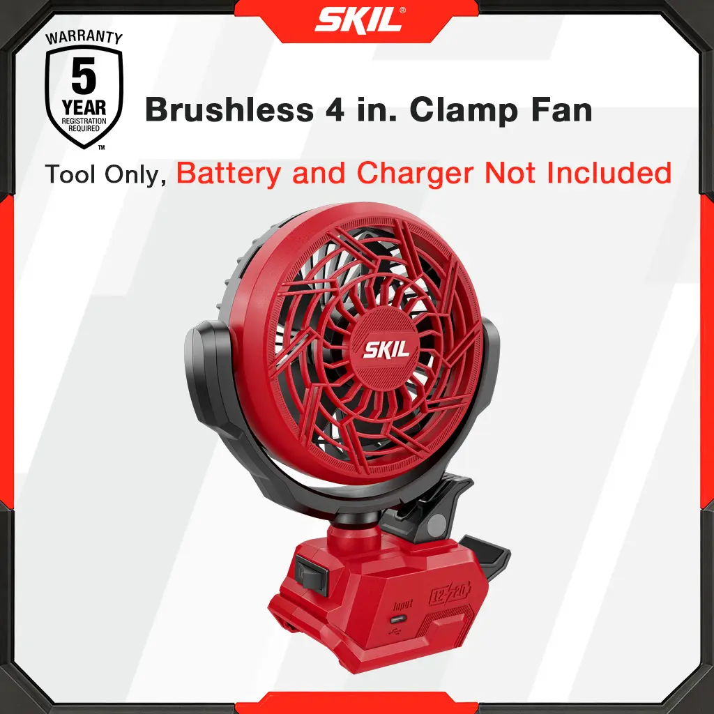 【Father's Day Gift】 SKIL 12V/20V Brushless 4 in. Clamp Fan, Tool Only