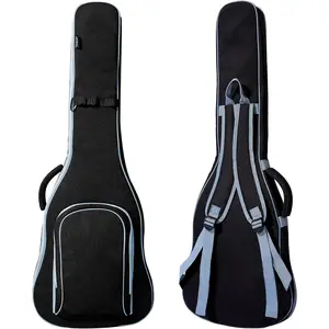 39/40 In Electric Guitar Gig Bag & Soft Case with  Strap, Large Front Pocket - 0.35" Thick Padding+ Nylon Exterior, Mountain Buckle, Padded Side Handle, Rubber Anti-Slip Base,Grey