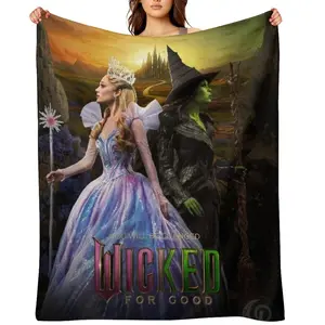 Wicked Witch Anime Themed Flannel Blanket Soft and Warm Throw for Sofa Bed Office Or Camping Cozy Plush Blanket for Good Fans Ideal for Home Decor Outdoor Use Travel Or Christmas Gifts Style 3