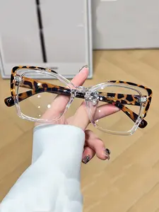 Women's Fashion Vintage Patchwork Cat-Eye Glasses, Comfortable PC Frame & Spring Hinges, Elegant Retro Design, Leopard Pattern