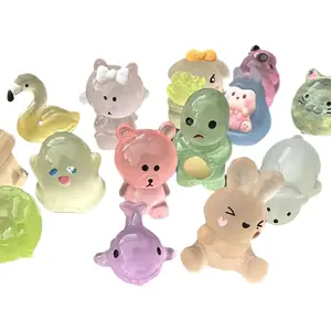 100 PCS Mini Resin Animal Mystery  Resin Duck | Glow-in-the-Dark Random Cute Figurines for DIY Crafts, Fairy Gardens, and Collecting office desk ornament
