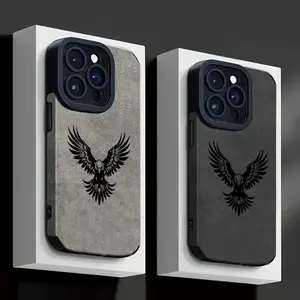 Black Eagle Pattern PU Smartphone Protector Case, Stylish Durable Shockproof Handheld Cellphone Accessory, Compatible with iPhone 16/16 Plus/16 Pro Max/15/14 Plus/15/14/13/12/11 Pro Max, Gift for Men & Women, Accessories, Casing