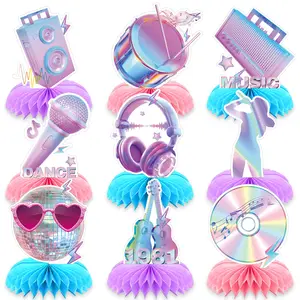 9pcs Music Lover Birthday Party Decorations Honeycomb Centerpieces Table Decorations for Music Themed Party Supplies, Pop Singer Theme Table Decor, Fans Celebration Supplies