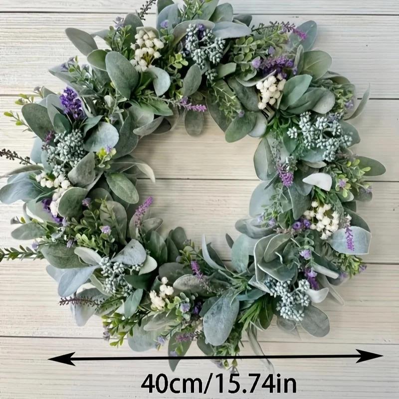 Year-Round Wreaths Made of Lamb'S Ear and Lavender Spring Farmhouse Door Wreaths Wreaths of Lavender with Berries and 'S Breath