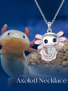 1pc Creative Cute Adorable Heart-Holding Salamander Alloy Pendant Necklace - Playful Sweet Delicate Jewelry, Fun Accessory for Daily Wear, Dates, Campus, Birthdays, Parties & Animal Lover Gifts