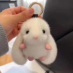 Artificial Mink Hair Bunny Pendant Cute Cartoon Doll Rabbit Plush Pendant Car Key Ring Bag Ornaments
