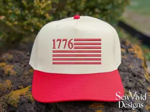1776 Flag Hat | 5 Panel Two Tone Hat | Snapback Trendy Hat | Merica Vintage Hat Patriotic Cap | USA | 4th Of July