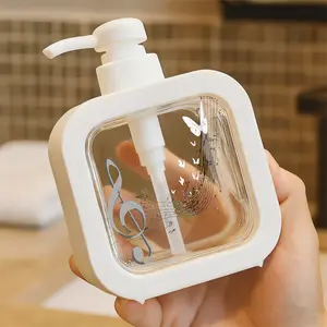 Kitchen & Bathroom Creative Musical Soap Dispenser, Gray Treble Clef & White Notes & Butterflies Pattern, Manual Pump Liquid Dispenser Bottle for Handwashing, Decorative & Functional Home Accessories