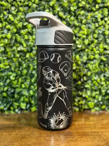 Custom Engraved Baseball Water Bottle - Personalize Your Hydration Game!