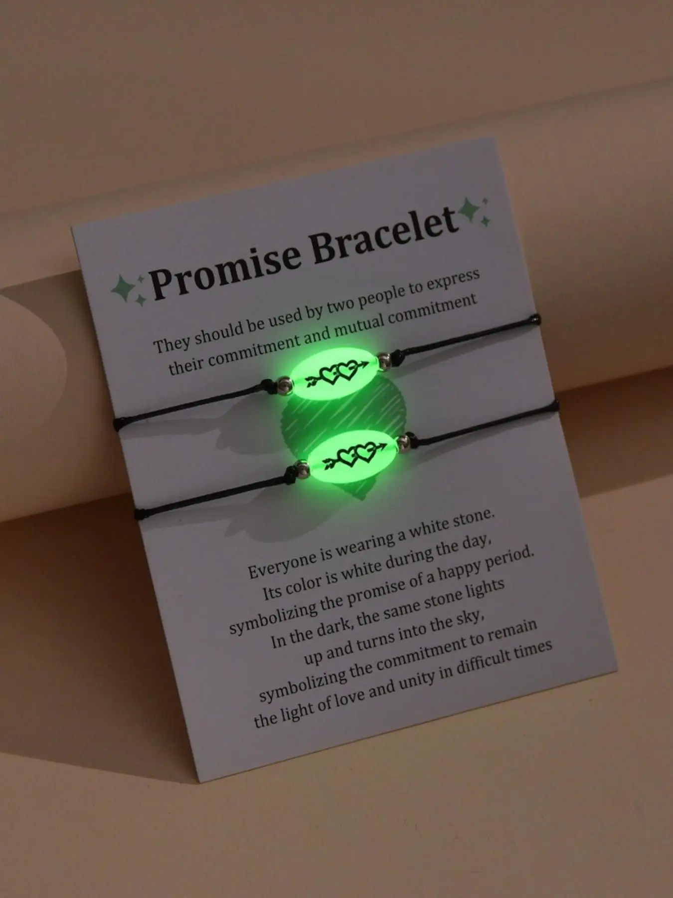 Couple Love Heart Pattern Luminous Beaded Bracelet Bundles Kit, Fashion Matching Jewelry, Punk Streetwear Accessory, Friendship Bracelet, Gift For Boy