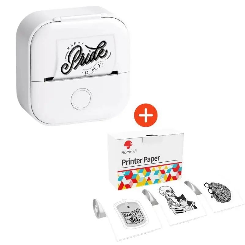 Phomemo T02-WH Mini Sticker Thermal Printer- White