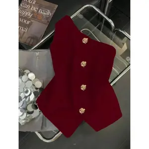 Women’s elegant solid-color one-shoulder sleeveless cardigan featuring a decorative metal button—multifunctional, casual fashion GARMENTARY