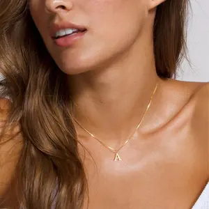 14K Gold Plated A-Z Letter Necklace for Women, Dainty Gold Alphabet Pendant Necklace, Personalized Initial Jewelry, Fashion Gift for Her, Holiday Birthday Present