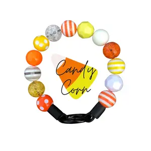 Candy Corn Beaded Dog Collar | Durable Dog Necklace | Halloween Autumn Fall | Handmade Pet Jewelry | Puppy Pearls | Orange, White & Yellow