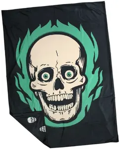 Creepy Co. Beistle FLAMING SKULL Skeleton Throw Blanket 60x42" Halloween