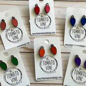 Christmas Light Earrings Wood Post Stud Earrings Available in Multiple Colors