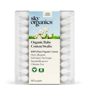 Sky Organics Organic Baby Cotton Swabs for Baby, 100% Pure Organic Cotton, GOTS Certified Organic Cotton, 60 Count