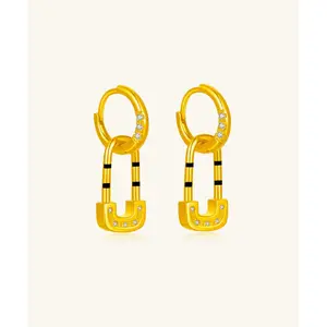 24K Yellow Gold Lock Earring